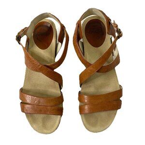 Abeo Biana Block Heel Leather Sandals Womens Size 8 Narrow Comfort Shoes Brown